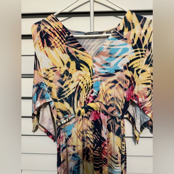 Lisa Rinna Multicolor Drape Sleeve Neck Maxi dress- M - Picture 4 of 4